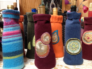 felted wine cozies