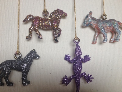 glitter animal christmas ornaments