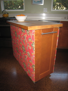 fabric covered kitchen island